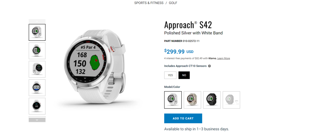 image of Garmin Approach S42 GPS Golf Smartwatch best watch for golf