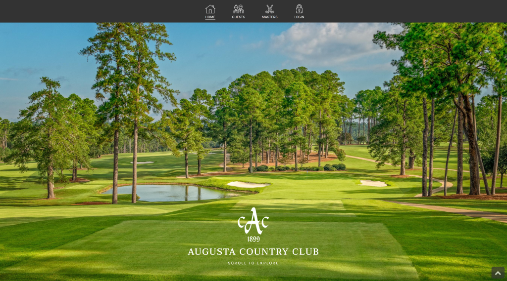 screenshot of the August Country club homepage