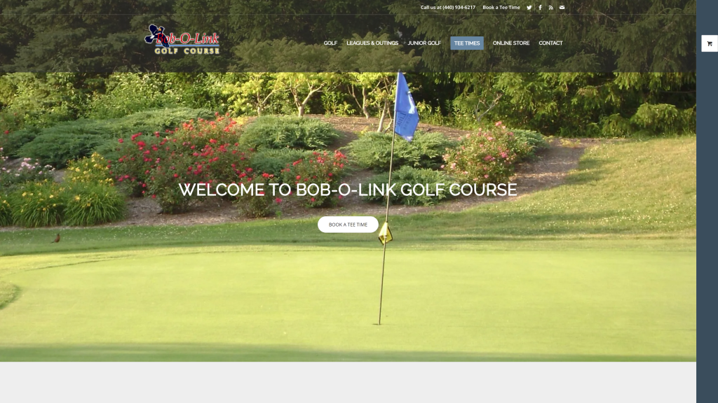 screenshot of the Bob O’Link Golf Club homepage