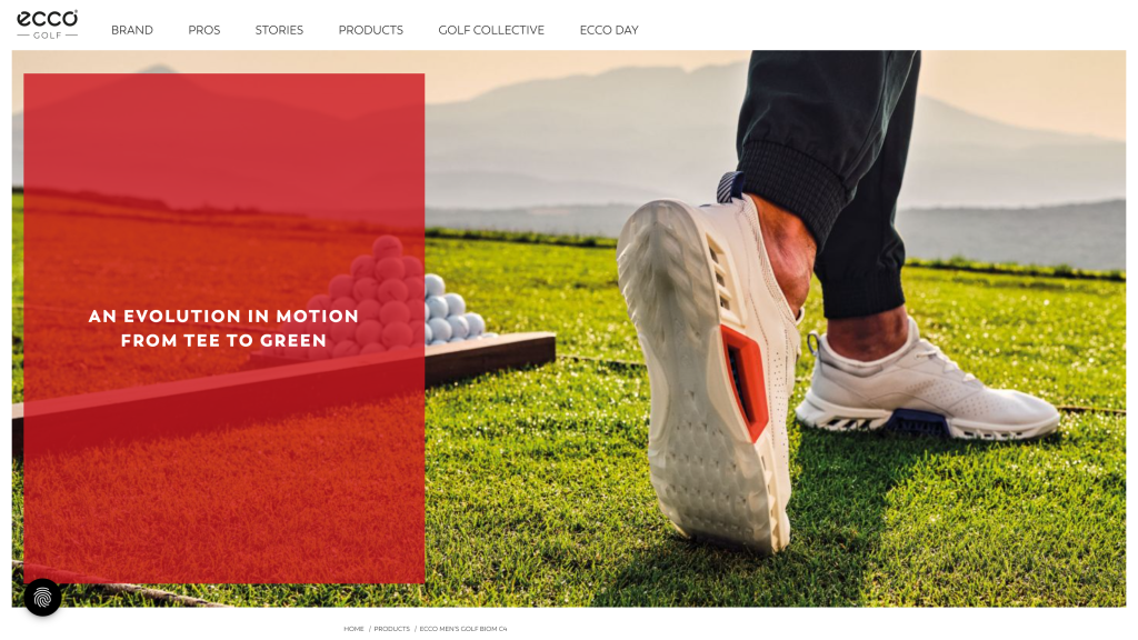 screenshot of the Ecco Biom C4 best shoes for golf homepage