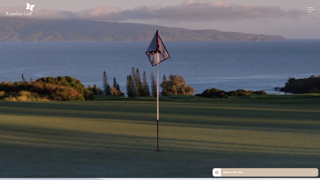 screenshot of the Kapalua’s Plantation Course hawaii golf courses homepage