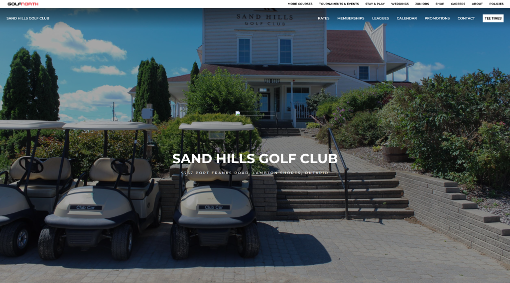 screenshot of the Sand Hills Golf best golf courses in the us homepage