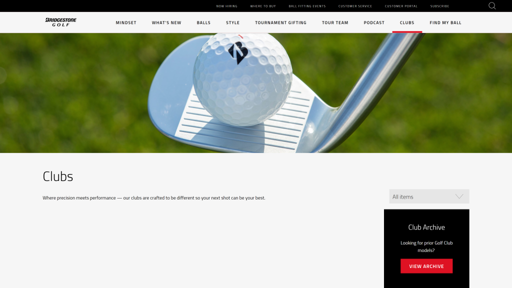 screenshot of the Bridgestone homepage