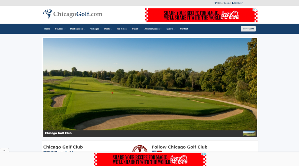 screenshot of the Chicago Golf best golf courses in the us homepage