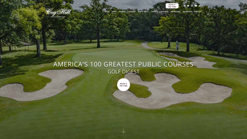 screenshot of the Cog Hill & Country Club homepage