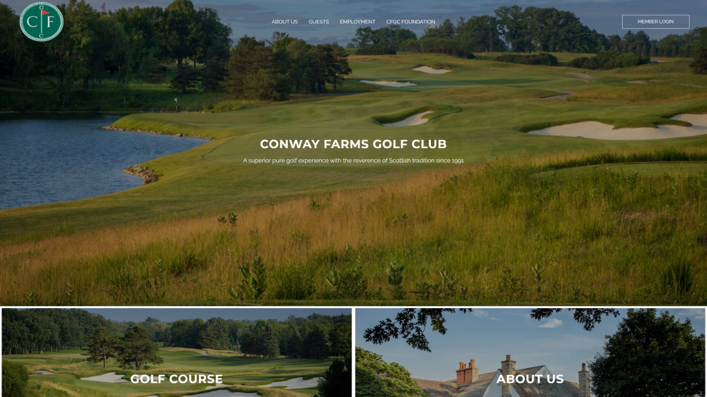 screenshot of the Conway Farms Golf Club chicago golf courses homepage