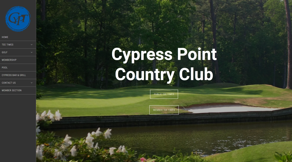 screenshot of the cypress point homepage
