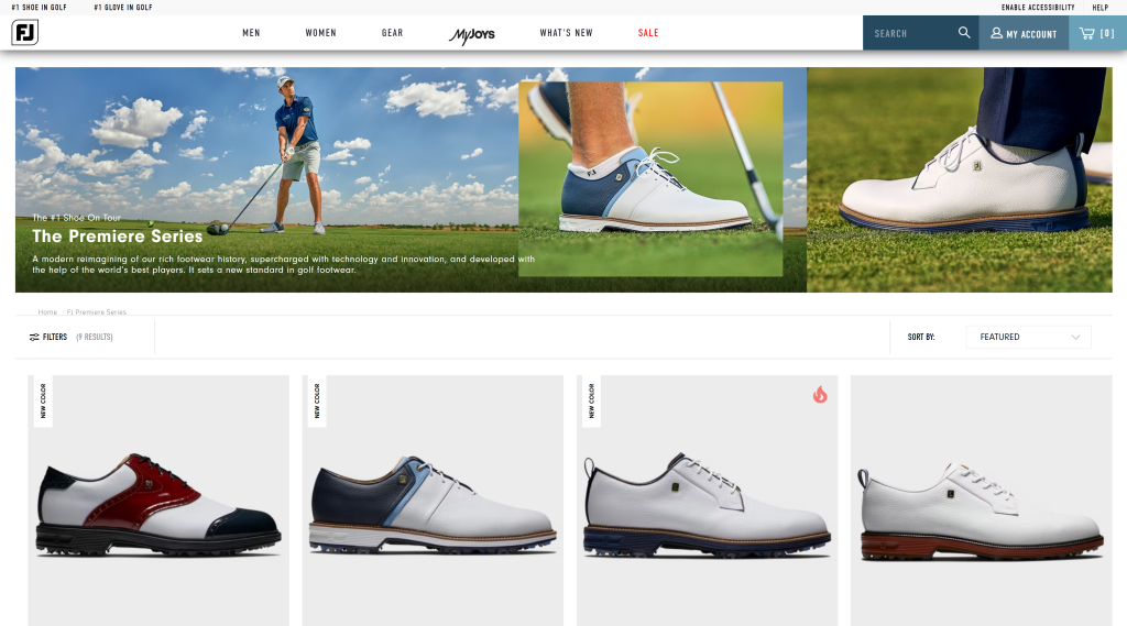 screenshot of the FootJoy Premiere Series homepage