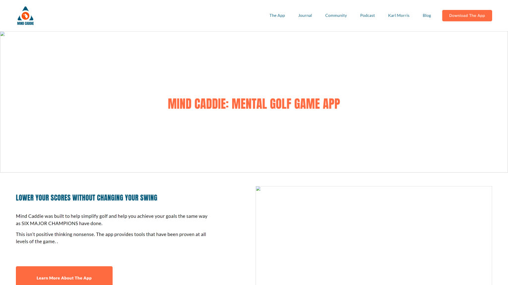 screenshot of the Mind Caddie best golf app homepage