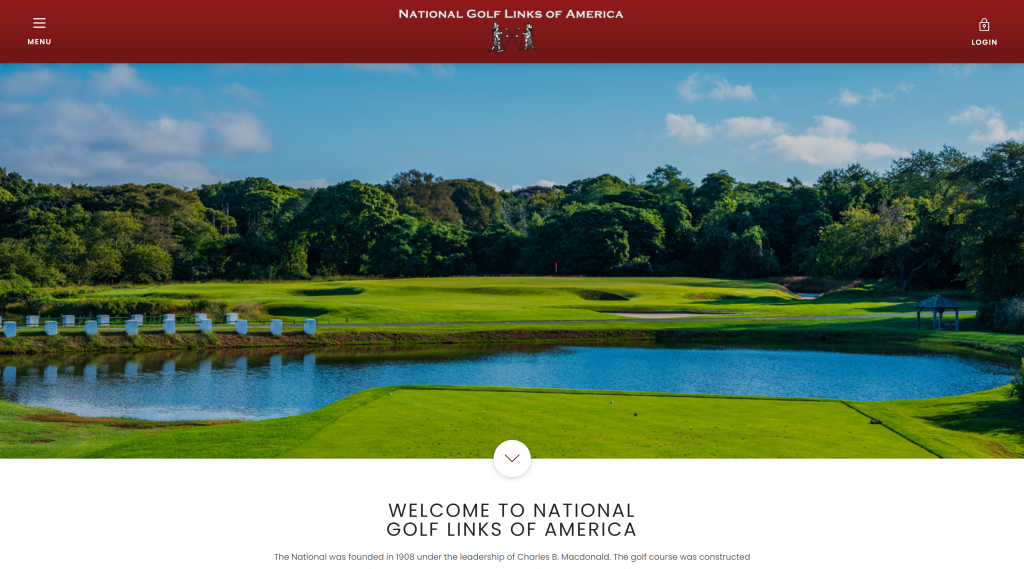 screenshot of the National Golf Links of America homepage