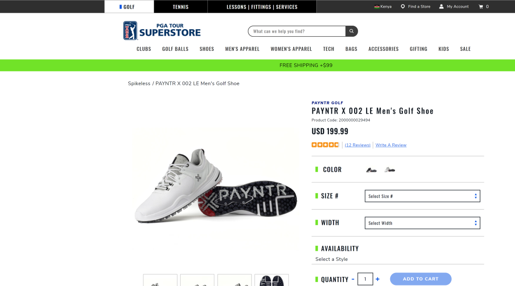 screenshot of the Payntr X 002 LE Spikeless homepage