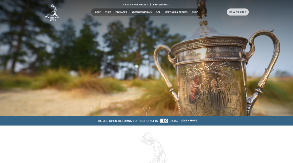 screenshot of the pinehurst homepage