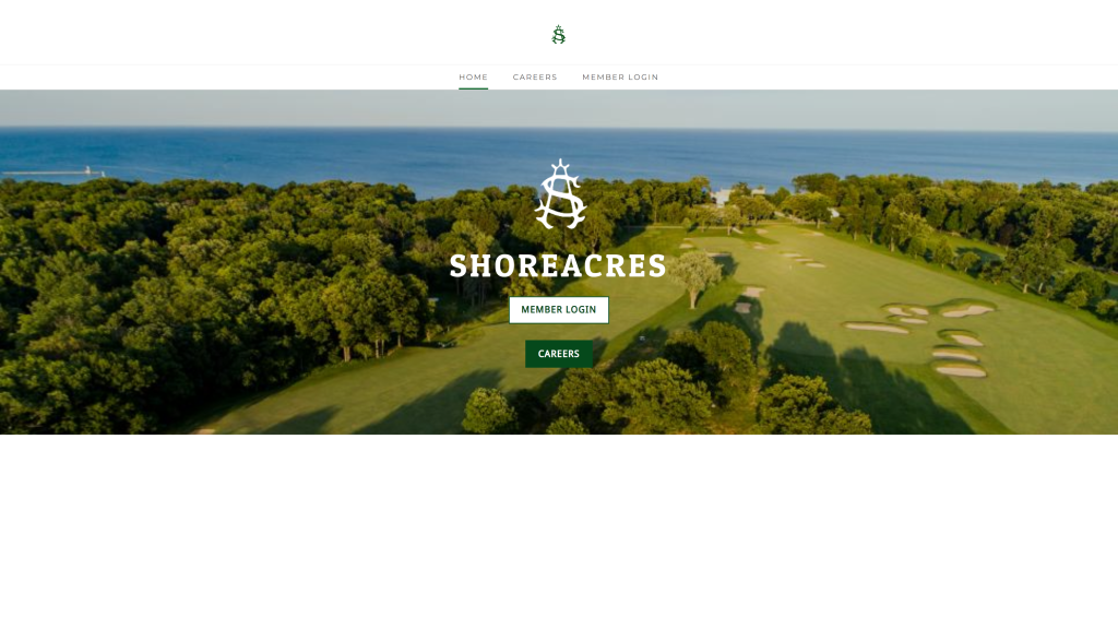 screenshot of the Shoreacres chicago golf courses homepage