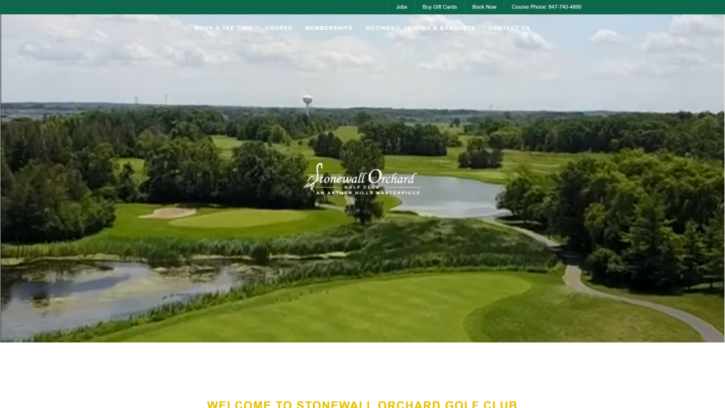 screenshot of the Stonewall Orchard Golf Club homepage