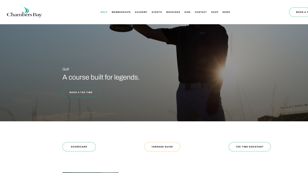 screenshot image of chambers bay homepage best golf courses in the us