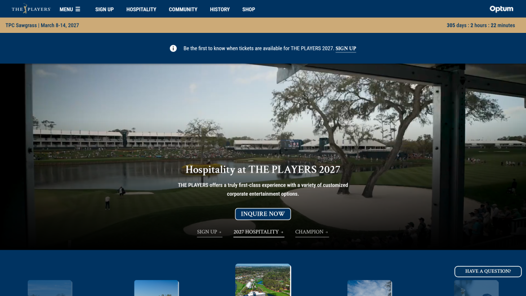 screenshot image of TPC Sawgrass homepage best golf courses in the us