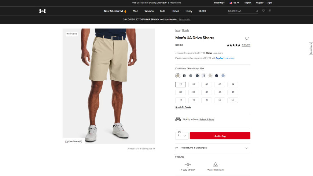 image of screenshot the Under Armour Men’s Driver Shorts best golf shorts mens homepage