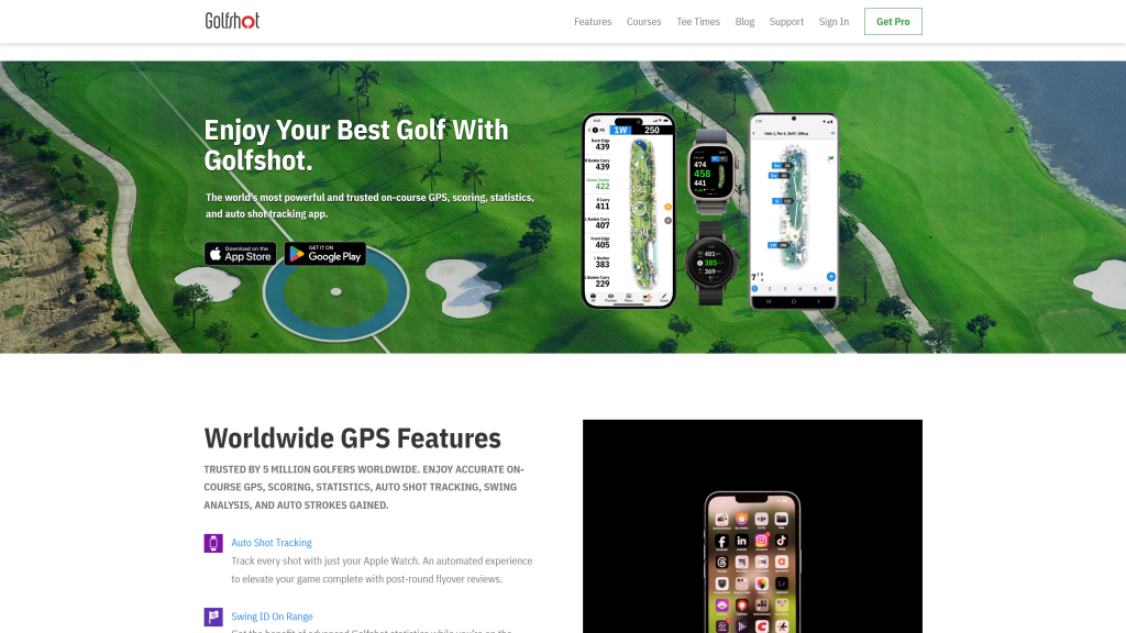 screenshot image of golfshot homepage Golfshot App Review 