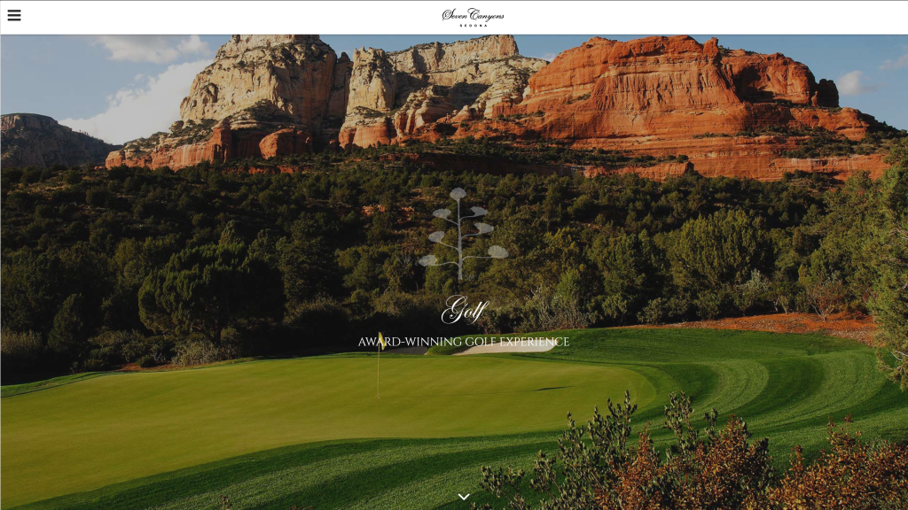 screenshot of the Seven Canyons homepage