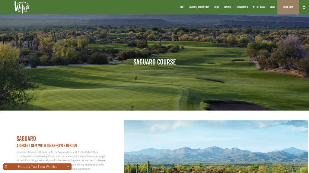 screenshot of the We-Ko-Pa Golf Club: Saguaro best golf course in arizona homepage