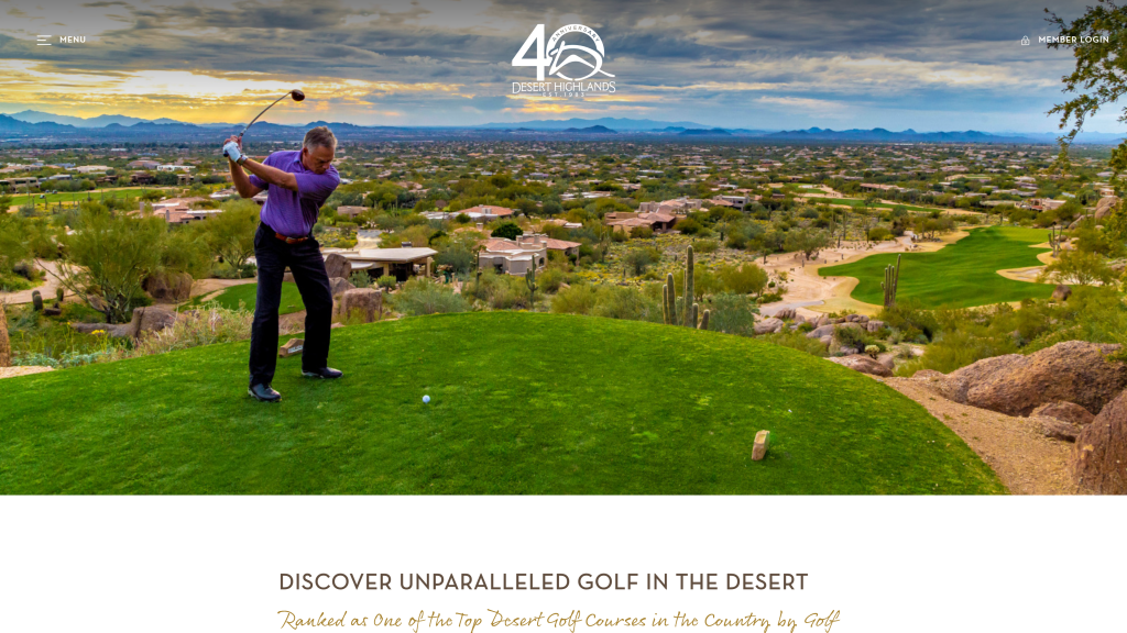 screenshot of the Desert Highlands Golf Club homepage