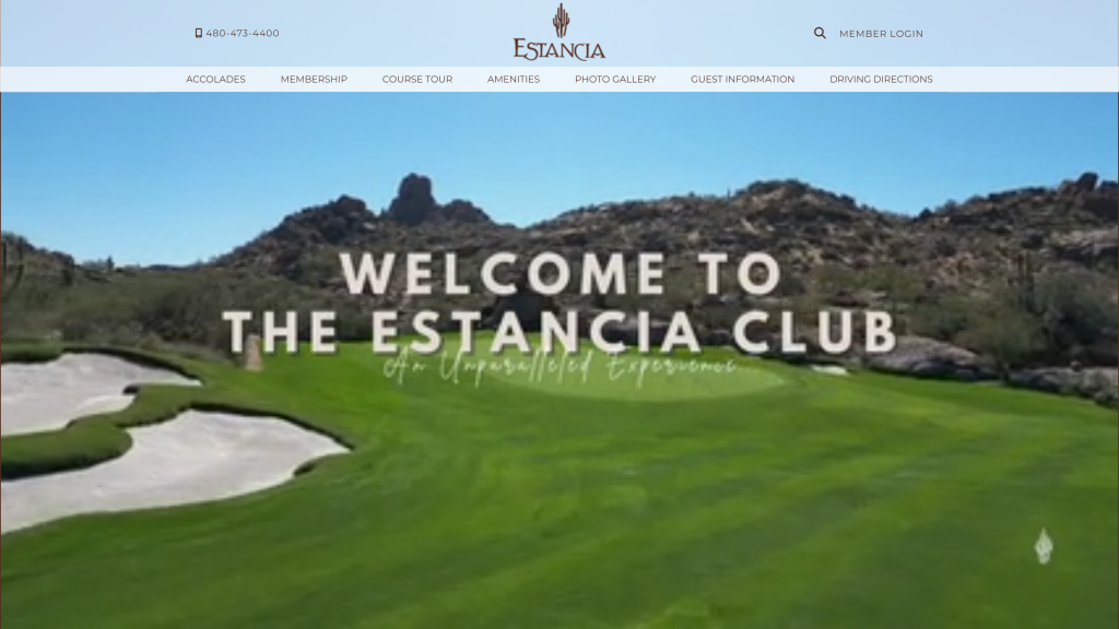 screenshot of the The Estancia Club best golf course in arizona homepage