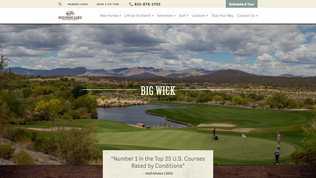 screenshot of the Wickenburg Ranch: Big Wick homepage