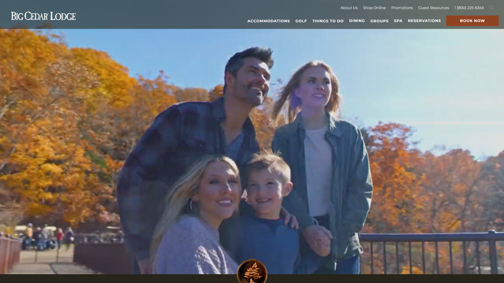 screenshot of the big cedar homepage