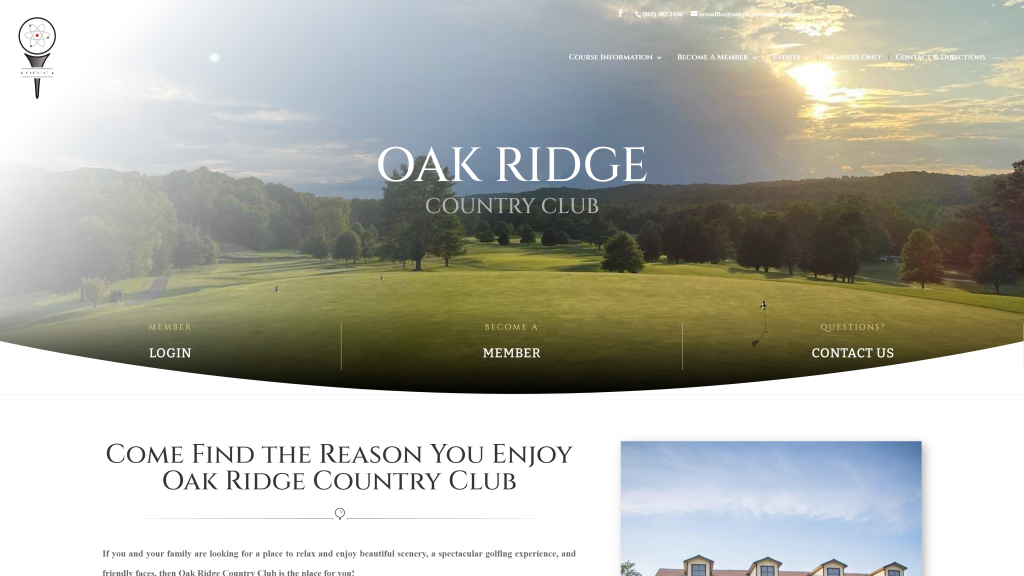screenshot of the oak ridge country club best public golf courses in minneapolis homepage