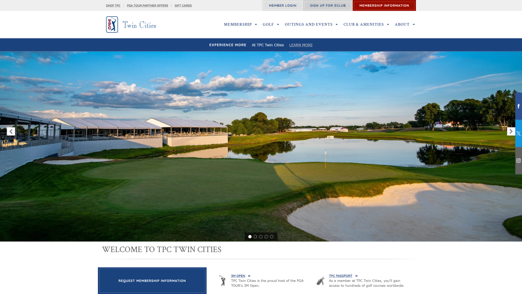 screenshot of the tpc twin cities homepage