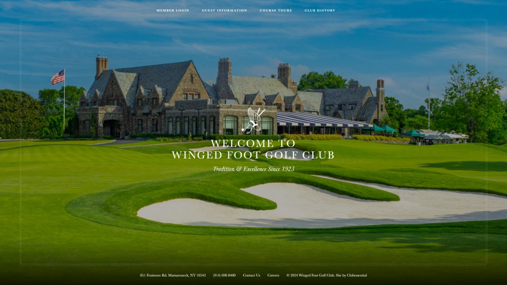 screenshot of the Winged Foot Golf Club best golf courses in New York. homepage