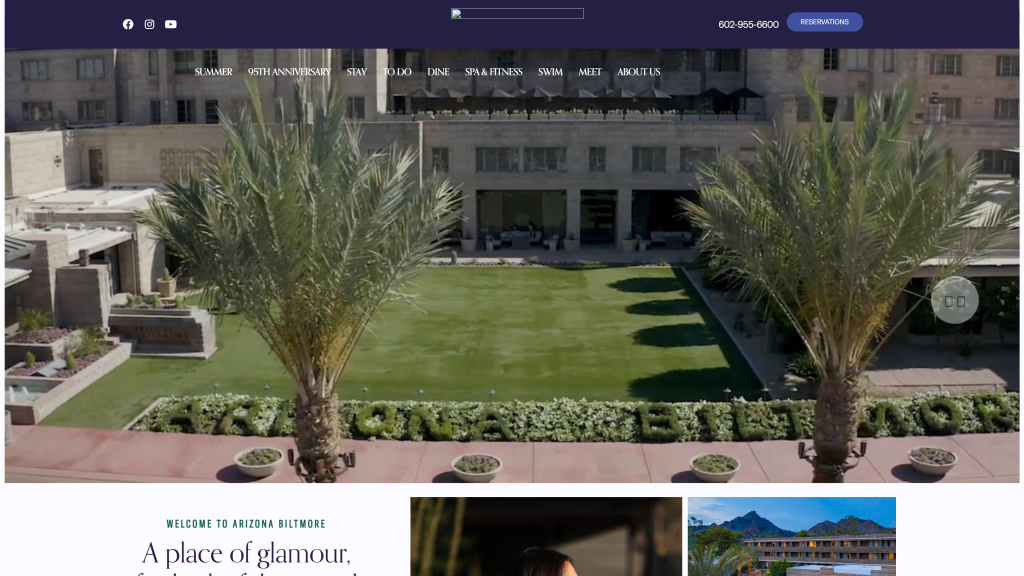screenshot of the arizona biltmore best golf resorts in us homepage