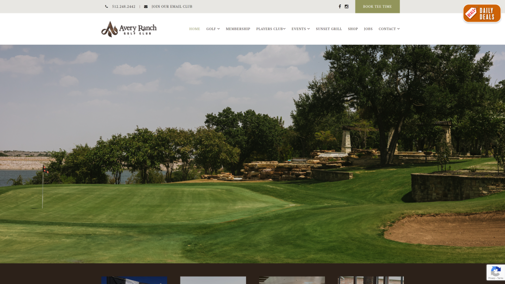 screenshot of the Avery Ranch Club homepage