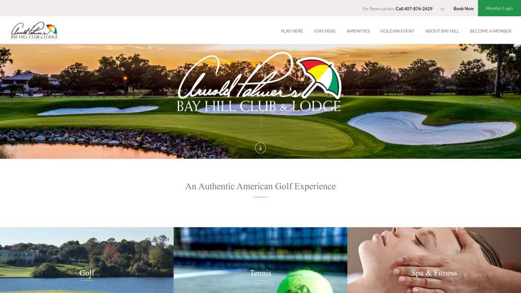 screenshot of the Arnold Palmers Bay Hill and lodge