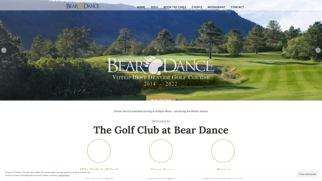 screenshot of the The Golf Club at Bear Dance homepage