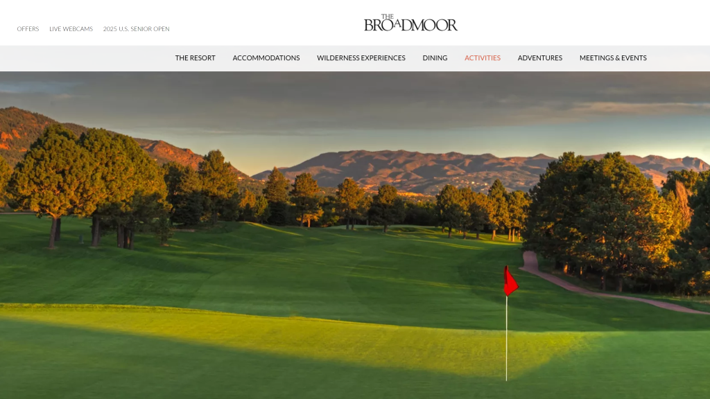 screenshot of the The Broadmoor Golf Club West Course best public golf courses in colorado homepage
