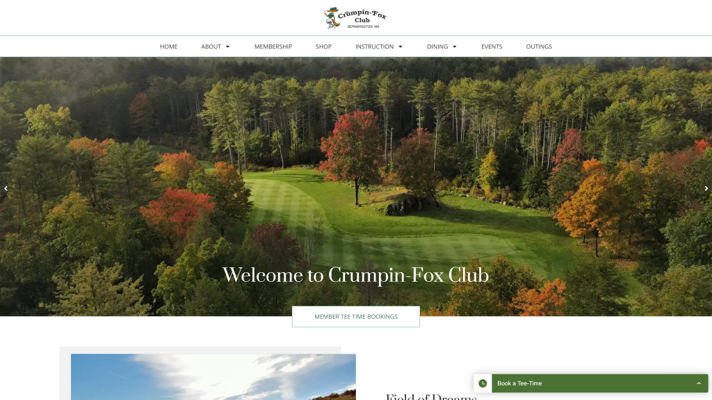 screenshot of the Crumpin-Fox Club homepage
