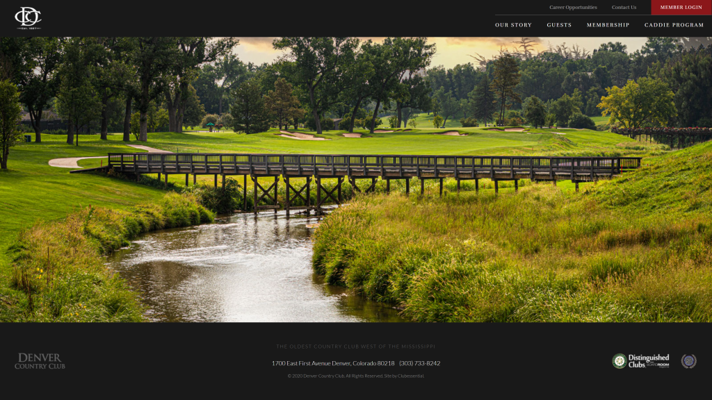 screenshot of the Denver Country Club best golf course in colorado homepage
