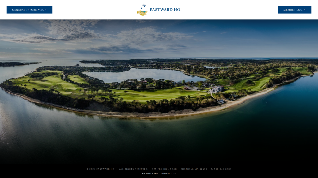 screenshot of the Eastward Ho nicest golf courses in massachusetts homepage
