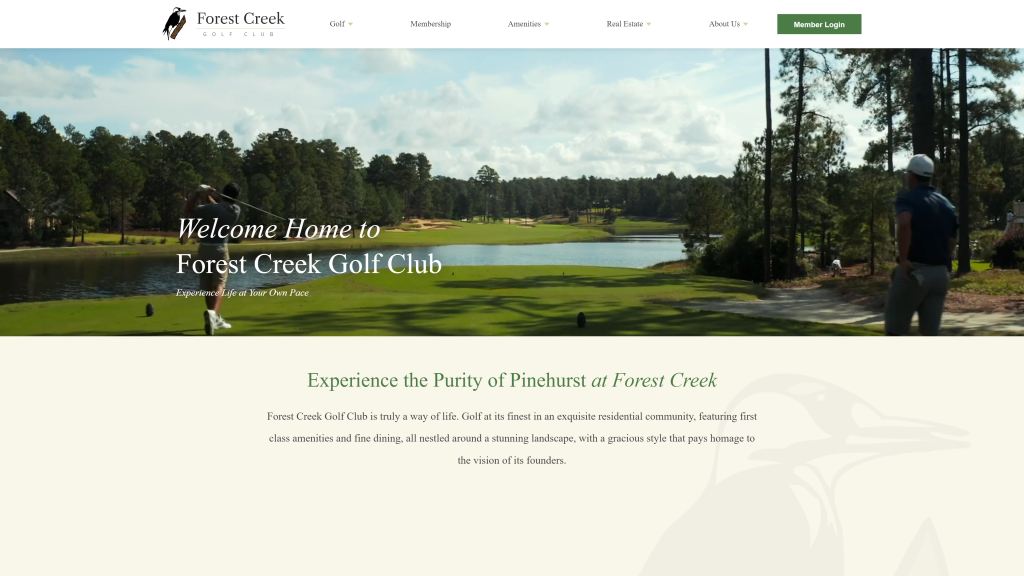 screenshot of the forest creek golf club homepage