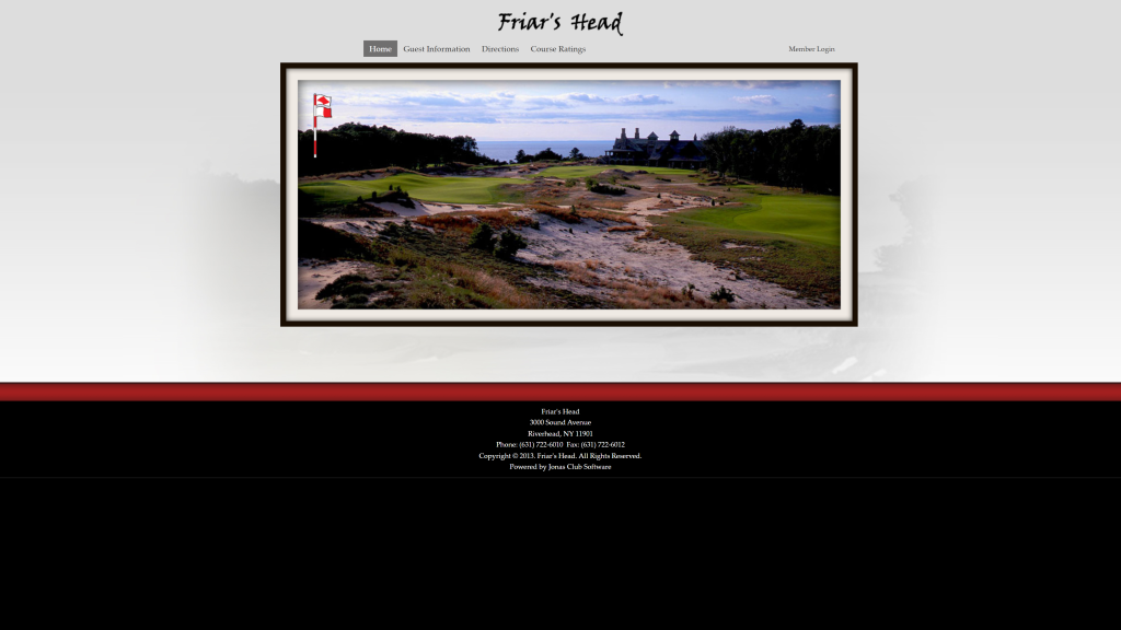 screenshot of the Friar's Head Golf Club homepage