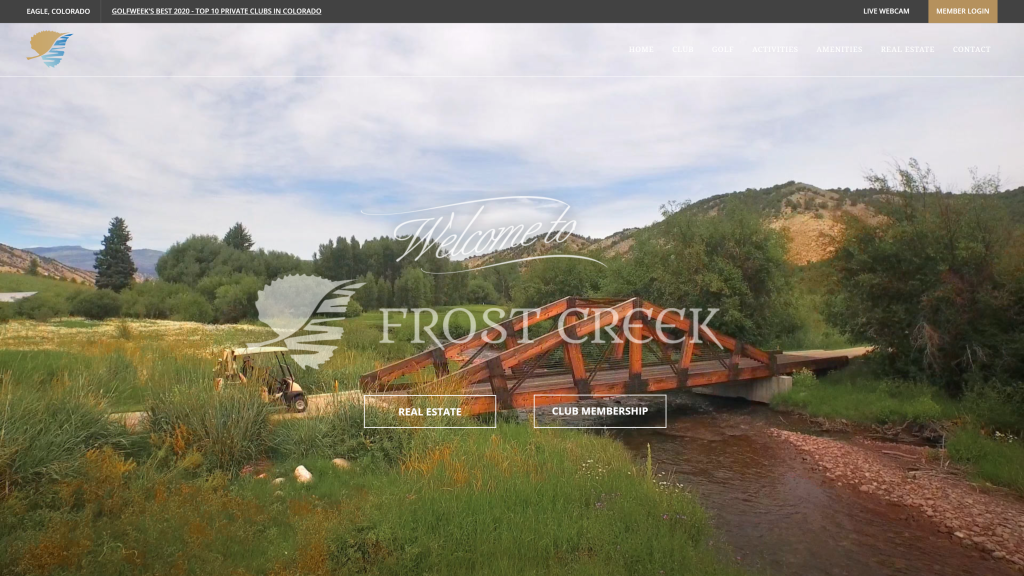 screenshot of the Frost Creek Golf Club homepage