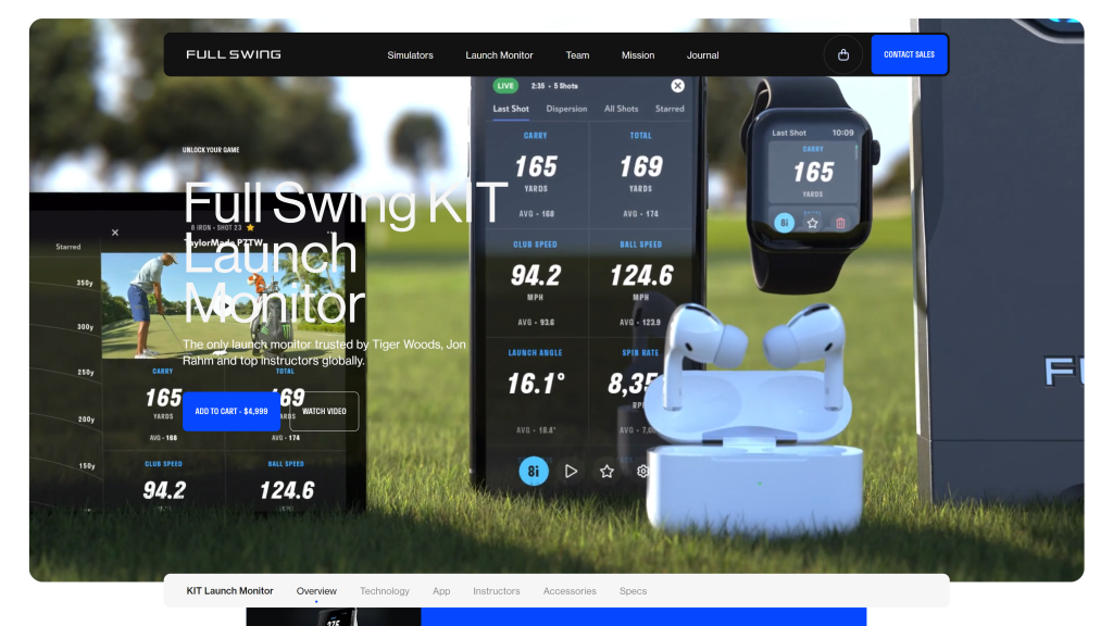 screenshot of the full swing hit launch monitor