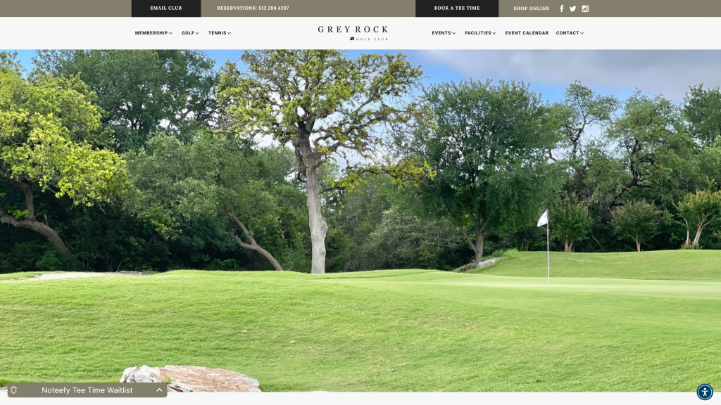 screenshot of the grey rock golf club best golf course in austin texas homepage