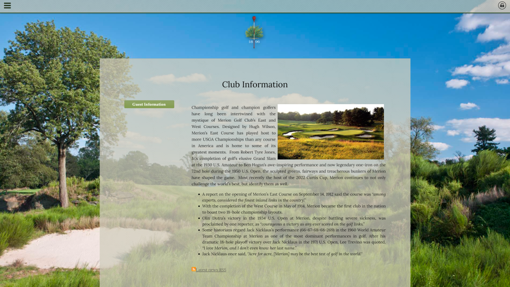 screenshot of the Merion Golf Club nicest golf courses in PA homepage