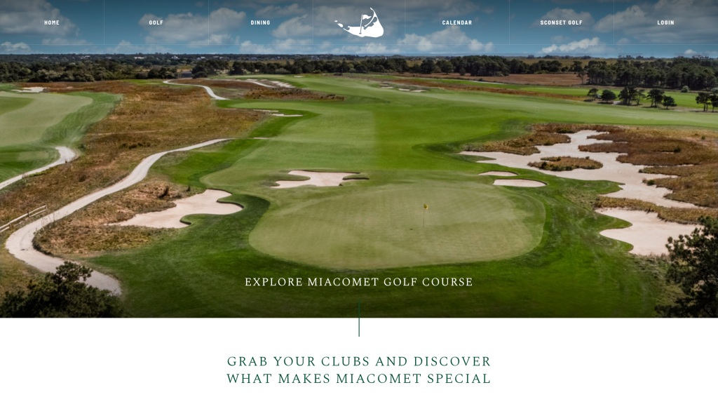 screenshot of the Miacomet Golf Club nicest golf courses in massachusetts homepage