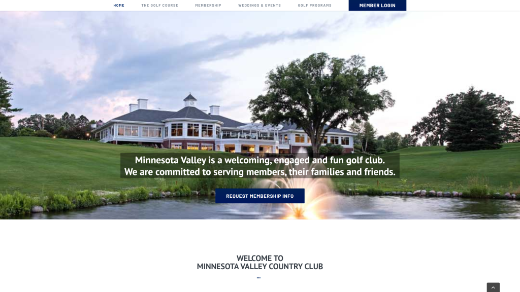 screenshot of the minnesota valley country club homepage