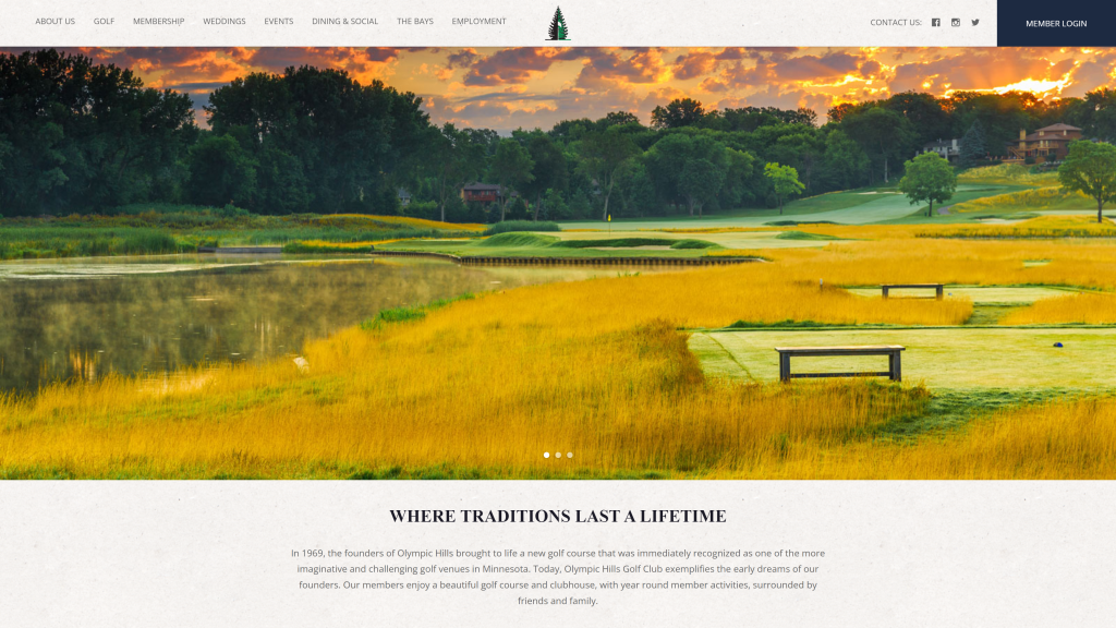 screenshot of the olympic hills golf club best public golf courses in minneapolis homepage