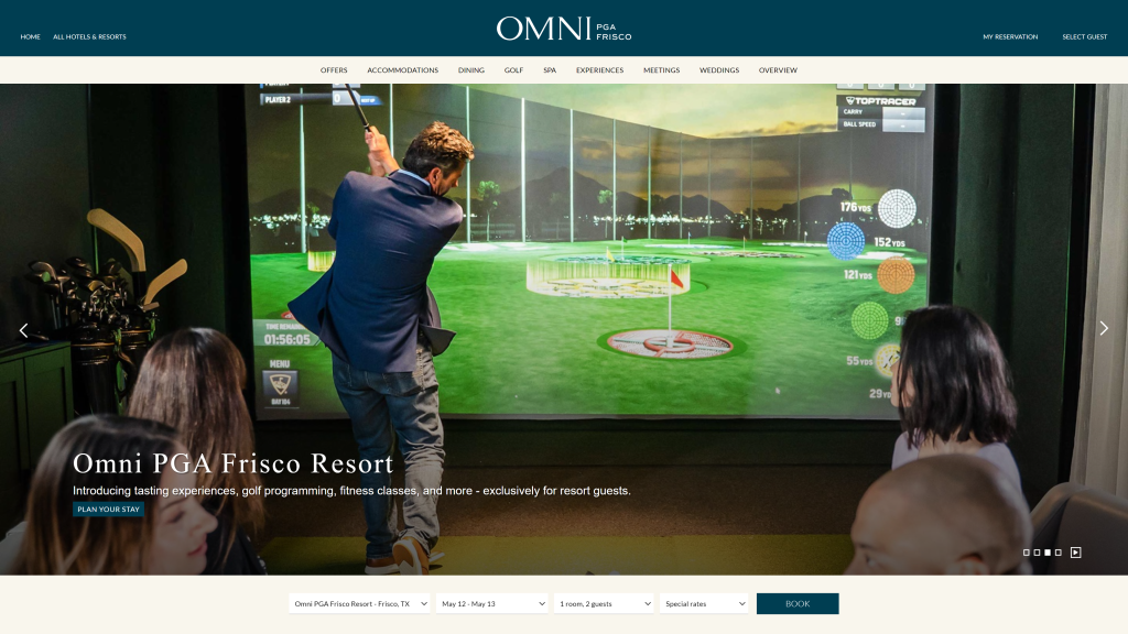 screenshot of the omni hotels pga frisco best golf resorts in us homepage