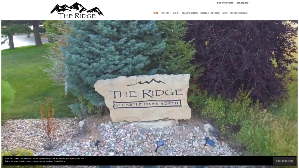 screenshot of the ridge at castle pines north best public golf courses in colorado homepage